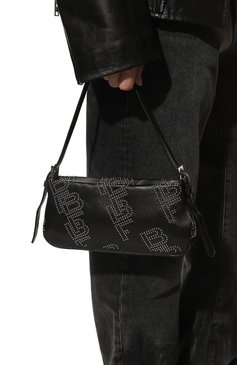Женская сумка dulce BY FAR черного цвета, арт. 22PFDULSBLSTDMED | Фото 2 (Сумки-технические: Сумки top-handle; Размер: medium; Материал: Натуральная кожа; Материал сплава: Проставлено; Драгоценные камни: Проставлено)