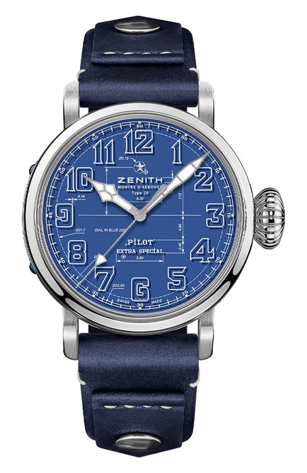Мужские часы pilot type 20 blue print ZENITH бесцветного цвета, арт. 03.2435.679/51.I012 | Фото 1 (Механизм: Автомат; Цвет циферблата: Синий; Материал корпуса: Сталь)
