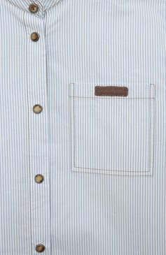 Детское хлопковая блузка BRUNELLO CUCINELLI голубого цвета, арт. BL177C838B | Фото 3 (Рукава: Длинные; Материал сплава: Проставлено; Материал внешний: Хлопок; Драгоценные камни: Проставлено)