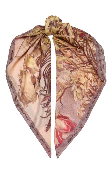 Женский шелковый платок брабантские кружева GOURJI темно-розового цвета, арт. T23BRK7R | Фото 1 (Материал: Шелк, Текстиль)
