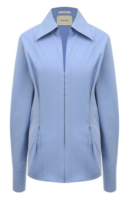 Женская хлопковая рубашка ROHE голубого цвета по цене 44950 руб., арт. 408-20-270 | Фото 1