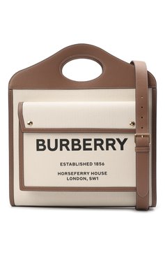 Женская сумка pocket BURBERRY бежевого цвета, арт. 8039362 | Фото 7 (Сумки-технические: Сумки top-handle; Материал: Текстиль; Размер: large)