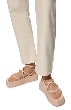 Женские кожаные сандалии VIC MATIE светло-бежевого цвета, арт. 1A4060D_A04N310403 | Фото 3 (Материал внешний: Кожа; Материал внутренний: Натуральная кожа)