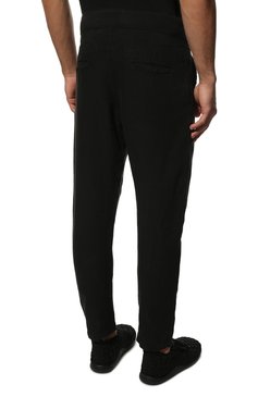 Мужские льняные брюки 120% LINO черного цвета, арт. V0M2131/0253/000 | Фото 4 (Длина (брюки, джинсы): Стандартные; Случай: Повседневный; Материал внешний: Лен; Стили: Кэжуэл)