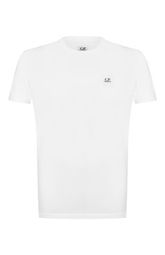 Мужская хлопковая футболка C.P. COMPANY белого цвета, арт. 08CMTS291A-005100W | Фото 1 (Принт: Без принта; Рукава: Короткие; Длина (для топов): Стандартные; Мужское Кросс-КТ: Футболка-одежда; Материал внешний: Хлопок; Стили: Кэжуэл)