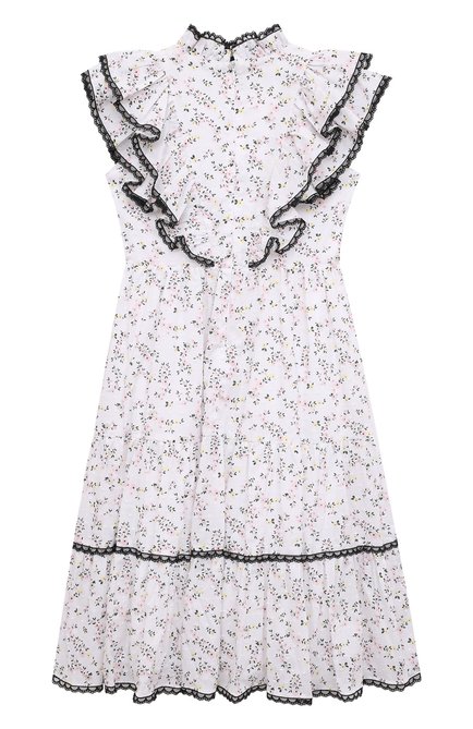 Детское хлопковое платье DESIGNERS CAT белого цвета, арт. 100000K01000997/4A-8A | Фото 2 (Материал подклада: Хлопок; Рукава: Короткие; Материал внешний: Хлопок; Девочки Кросс-КТ: Платье-одежда; Случай: Повседневный; Ростовка одежда: 8 лет | 128 см)