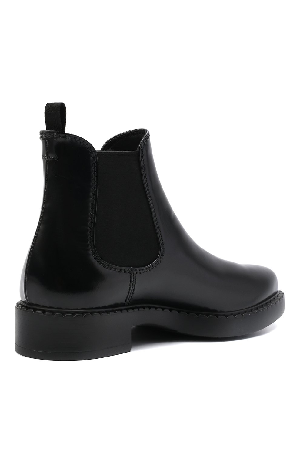 Мужские кожаные челси PRADA черного цвета, арт. 2TE176-055-F0002 | Фото 5 (Материал утеплителя: Без утеплителя; Подошва:  Плоская; Мужское Кросс-КТ: Сапоги-обувь, Челси-обувь)