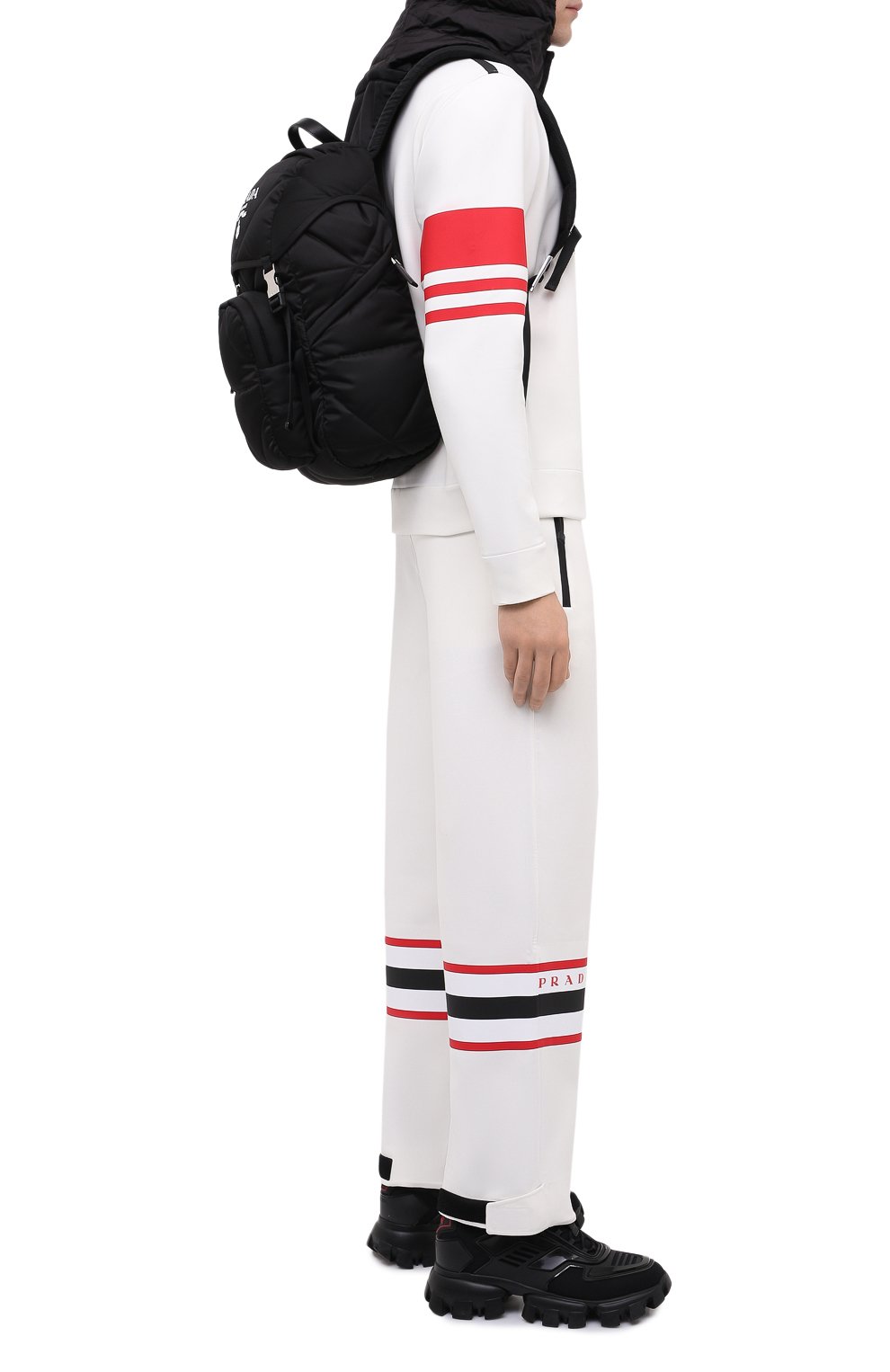 Мужской текстильный рюкзак PRADA черного цвета, арт. 2VZ135-2DXR-F0002-HCI | Фото 3 (Материал: Натуральная кожа, Текстиль; Ремень/цепочка: На ремешке; Стили: Кэжуэл; Размер: large)