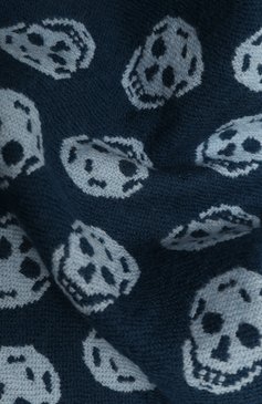 Женский шерстяной шарф ALEXANDER MCQUEEN синего цвета, арт. 6244253200Q | Фото 4 (Материал: Текстиль, Шерсть)