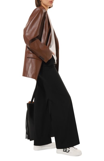 Женские кожаные кеды portofino DOLCE & GABBANA белого цвета, арт. CK1545/AC330 | Фото 2 (Материал внутренний: Натуральная кожа; Стили: Кэжуэл; Материал утеплителя: Без утеплителя; Подошва: Плоская)
