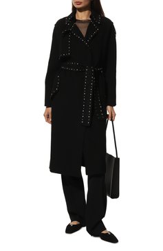 Женское шерстяное пальто ERMANNO FIRENZE черного цвета, арт. D41ED 001CCE04 | Фото 2 (Материал внешний: Шерсть; Рукава: Длинные; Длина (верхняя одежда): Длинные; 1-2-бортные: Однобортные; Стили: Кэжуэл)