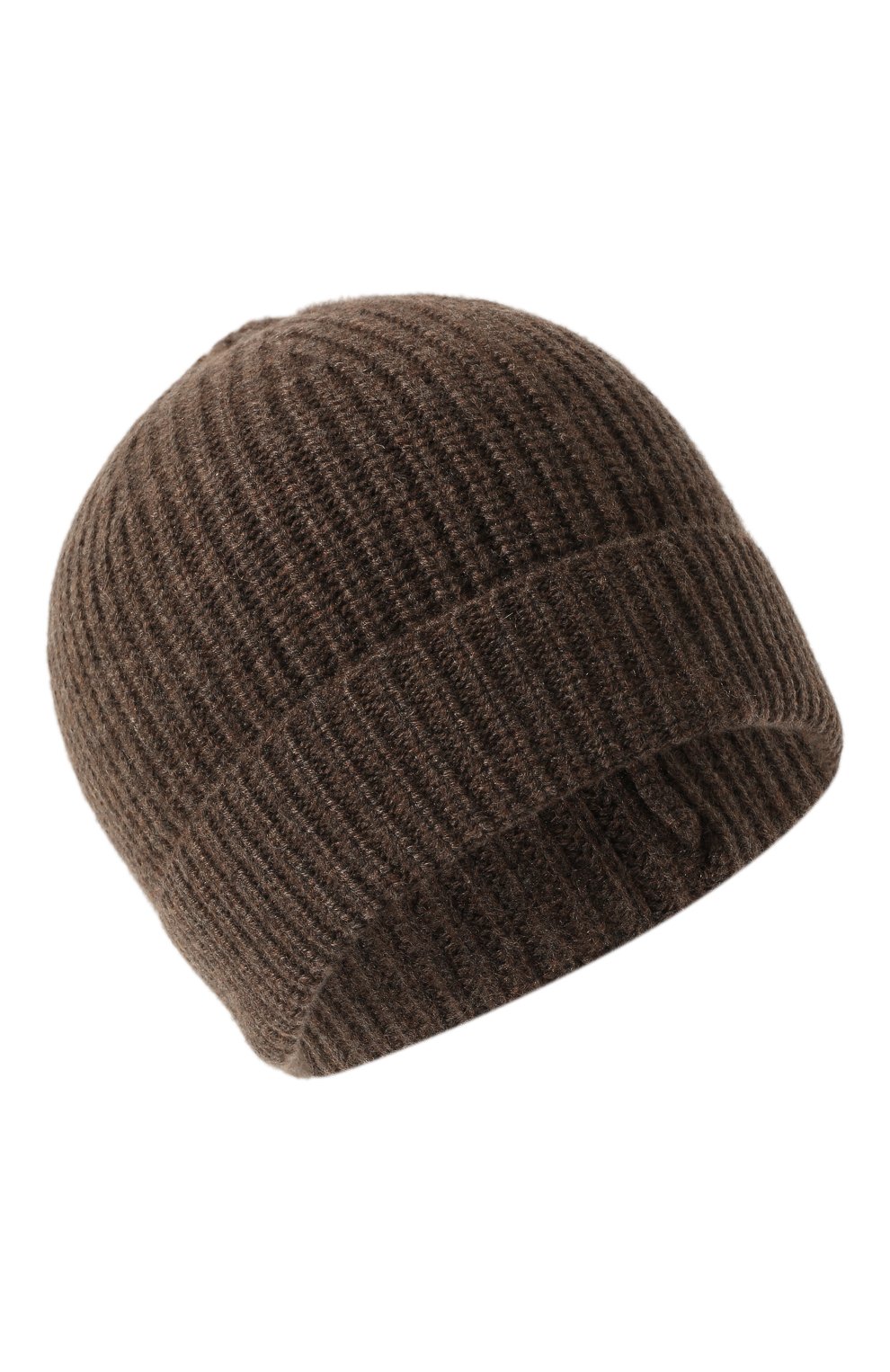 Женская кашемировая шапка ADDICTED коричневого цвета, арт. MK904 | Фото 1 (Материал: Текстиль, Кашемир, Шерсть; Материал сплава: Проставлено; Нос: Не проставлено)