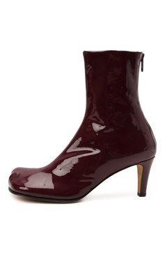 Женские кожаные ботильоны the block BOTTEGA VENETA бордового цвета, арт. 667208/V10M0 | Фото 4 (Материал внешний: Кожа; Материал внутренний: Натуральная кожа; Каблук высота: Средний; Каблук тип: Устойчивый; Материал утеплителя: Без утеплителя; Подошва: Плоская)