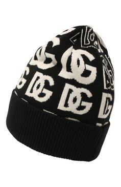 Женская кашемировая шапка DOLCE & GABBANA черно-белого цвета, арт. FXI31T/JAWP4 | Фото 3 (Материал: Текстиль, Кашемир, Шерсть; Материал сплава: Проставлено; Нос: Не проставлено)