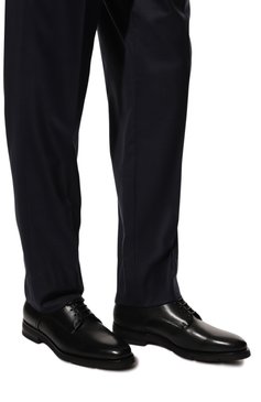 Мужские кожаные дерби SANTONI черного цвета, арт. MCWG18213JM3ACLBN01 | Фото 3 (Материал утеплителя: Натуральный мех; Материал сплава: Проставлено; Нос: Не проставлено; Стили: Классический)