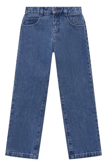 Детские джинсы FENDI синего цвета, арт. JUF089/AMHX/8A-12+ | Фото 1 (Нос: Не проставлено; Материал внешний: Хлопок; Материал сплава: Проставлено)