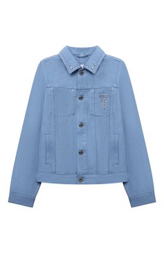 Детского джинсовая куртка BURBERRY голубого цвета, арт. 8047737 | Фото 1 (Рукава: Длинные; Материал сплава: Проставлено; Материал внешний: Хлопок; Драгоценные камни: Проставлено)