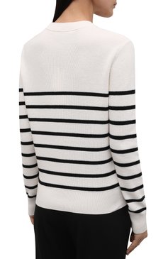 Женский хлопковый пуловер BOSS белого цвета, арт. 50453050 | Фото 4 (Рукава: Длинные; Длина (для топов): Стандартны�е; Материал внешний: Хлопок; Женское Кросс-КТ: Пуловер-одежда; Стили: Кэжуэл)