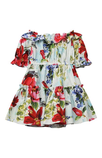 Детское хлопковое платье DOLCE & GABBANA разноцветного цвета, арт. L53DB8/HS5MH/2-6 | Фото 2 (Материал внешний: Хлопок; Случай: Повседневный; Девочки Кросс-КТ: Платье-одежда; Рукава: Короткие; Ростовка одежда: 2 года | 92 см, 3 года | 98 см, 4 года | 104 см, 5 лет | 110 см, 6 лет | 116 см)