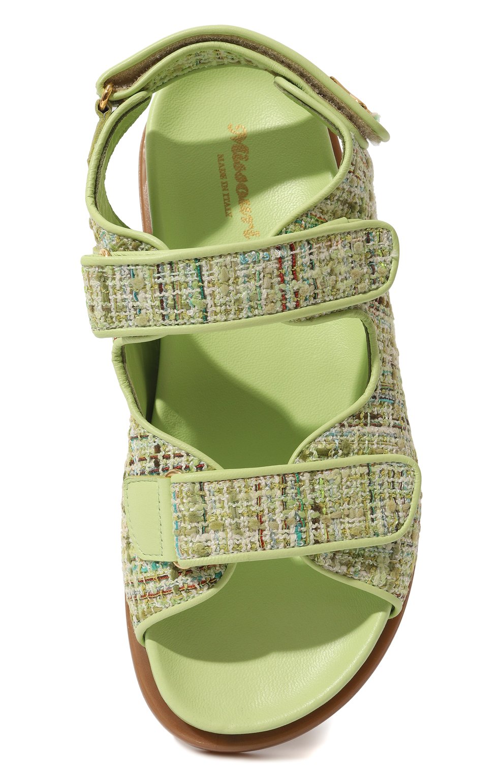 Детские текстильные сандалии MISSOURI зеленого цвета, арт. 56422 D/35-41 | Фото 4 (Материал внешний: Текстиль; Материал внутренний: Натуральная кожа; Материал сплава: Проставлено; Нос: Не проставлено)