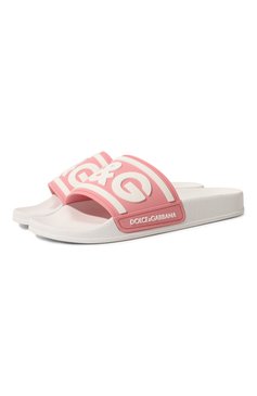 Детский шлепанцы DOLCE & GABBANA розового цвета, арт. DD0320/AQ858/37-39 | Фото 1 (Материал внешний: Экокожа; Региональные ограничения белый список (Axapta Mercury): Не проставлено; Материал сплава: Проставлено; Нос: Не проставлено)