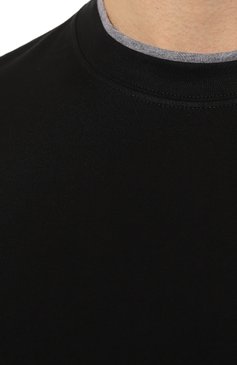 Мужская хлопковая футболка BRUNELLO CUCINELLI черного цвета, арт. M0T617427 | Фото 5 (Принт: Без принта; Рукава: Короткие; Длина (для топов): Стандартные; Материал внешний: Хлопок; Размерность: Маломерит; Стили: Кэжуэл)