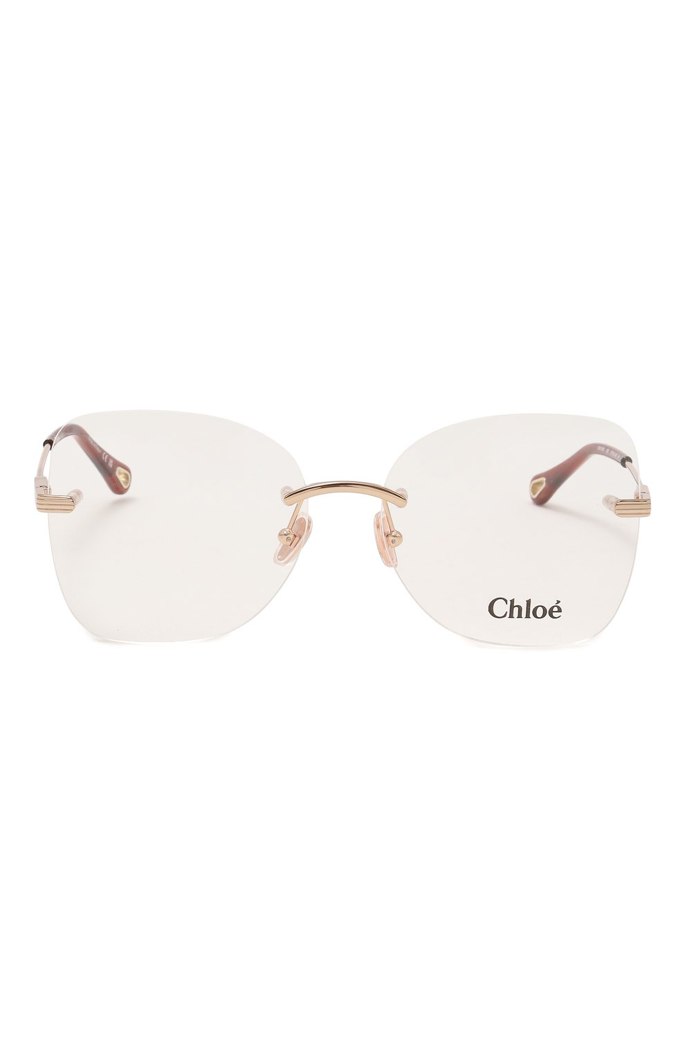 Женские оправа CHLOÉ золотого цвета, арт. CH0136 002 | Фото 3 (Тип очков: Оправа; Материал: Металл; Оптика Гендер: оптика-женское; Очки форма: Бабочка)