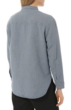 Женская хлопковая рубашка EMPORIO ARMANI голубого цвета, арт. 3R2C63/2DW3Z | Фото 4 (Принт: Клетка, С принтом; Рукава: Длинные; Женское Кросс-КТ: Рубашка-одежда; Длина (для топов): Стандартные; Материал сплава: Проставлено; Материал внешний: Хлопок; Драгоценные камни: Проставлено; Стили: Кэжуэл)