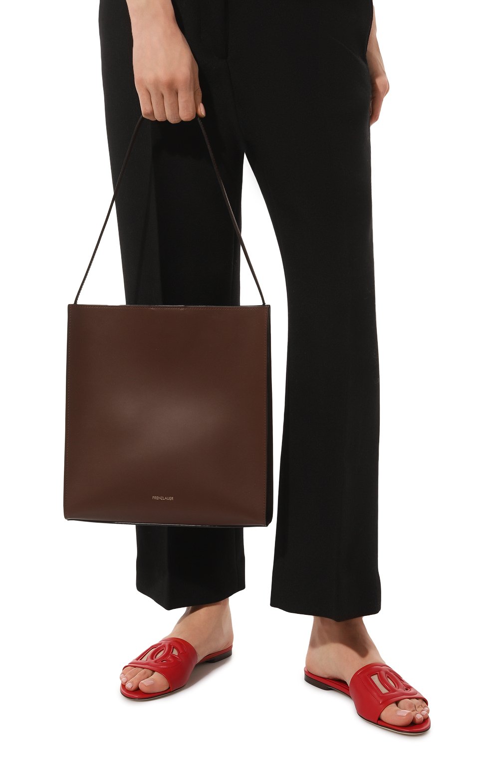 Женский сумка square FRENZLAUER коричневого цвета, арт. SQUARE | Фото 2 (Сумки-технические: Сумки-шопперы; Размер: medium; Материал: Натуральная кожа)