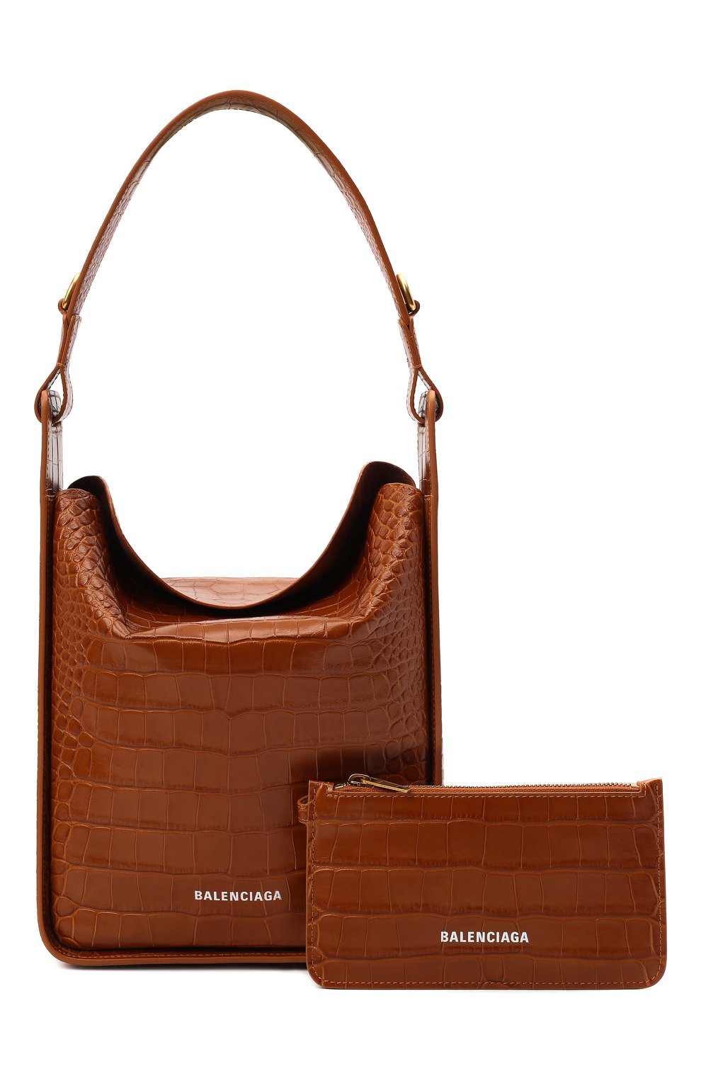 Женская сумка tool s BALENCIAGA коричневого цвета, арт. 659920/23E01 | Фото 7 (Сум�ки-технические: Сумки top-handle; Размер: medium; Материал: Натуральная кожа; Ремень/цепочка: На ремешке)