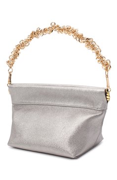 Женская сумка giant coin purse YUZEFI серебряного цвета, арт. YUZAW20-HB-CP-02 | Фото 3 (Сумки-технические: Сумки через плечо, Сумки top-handle; Размер: medium; Материал: Натуральная кожа; Ремень/цепочка: На ремешке)