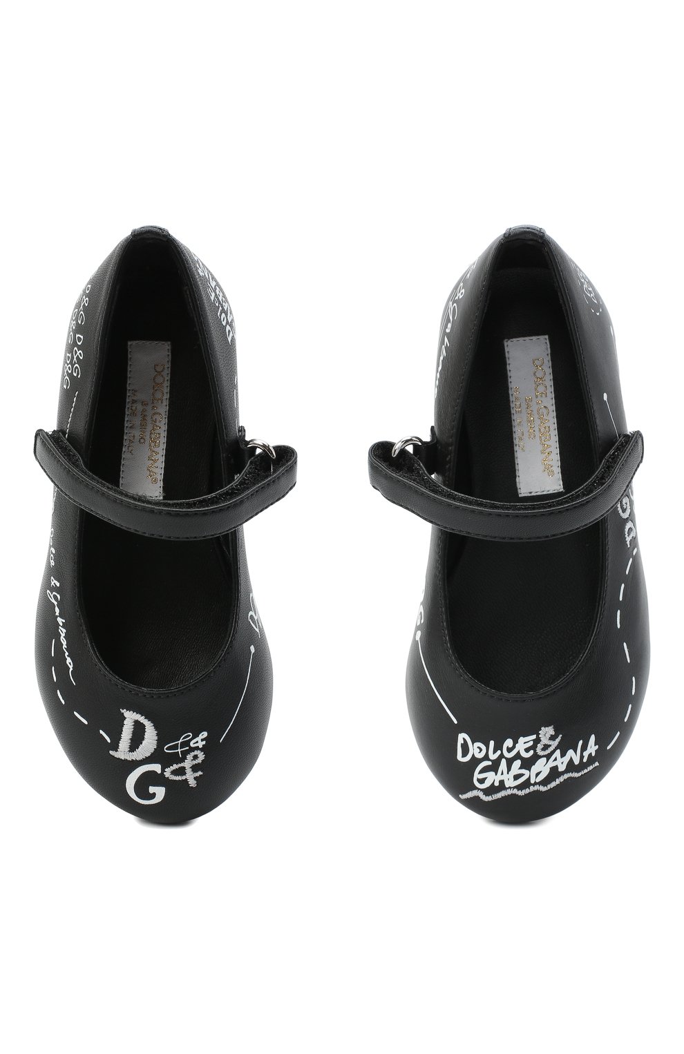 Детские кожаные балетки DOLCE & GABBANA черного цвета, арт. D10699/AW638/24-28 | Фото 4 (Материал внутренний: Натуральная кожа; Региональные ограничения белый список (Axapta Mercury): RU; Девочки-школьная форма: Классическая обувь; Длина стельки: 14,7, 15,4, 16,1, 16,7, 17,4; ширина носка стельки: 6, 6,3, 6,5; толщина подошвы: 0,5; высота каблука: 0,9)