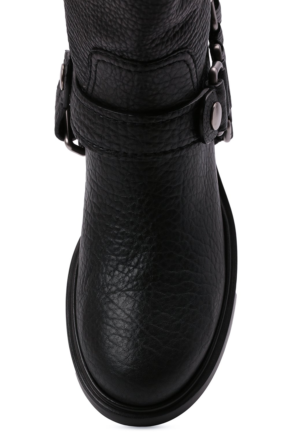 Женские кожаные сапоги MIU MIU черного цвета, арт. 5U555D-951-F0002-040 | Фото 6 (Каблук высота: Низкий; Каблук тип: Устойчивый; Материал утеплителя: Без утеплителя; Подошва: Плоская)
