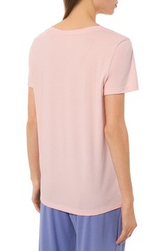 Женская футболка HANRO розового цвета, арт. 077876. | Фото 4 (Материал внешний: Синтетический материал, Хлопок; Женское Кросс-КТ: Футболка-белье, Домашние топы)