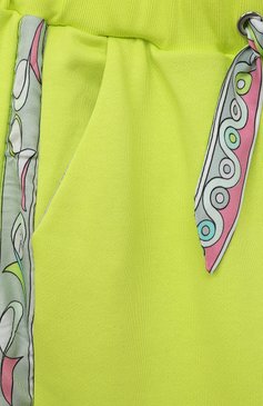 Детские хлопковые джоггеры EMILIO PUCCI светло-зеленого цвета, арт. PT6A80 | Фото 3 (Материал сплава: Проставлено; Нос: Не проставлено; Материал внешний: Хлопок; Девочки Кросс-КТ: Джоггеры-одежда)