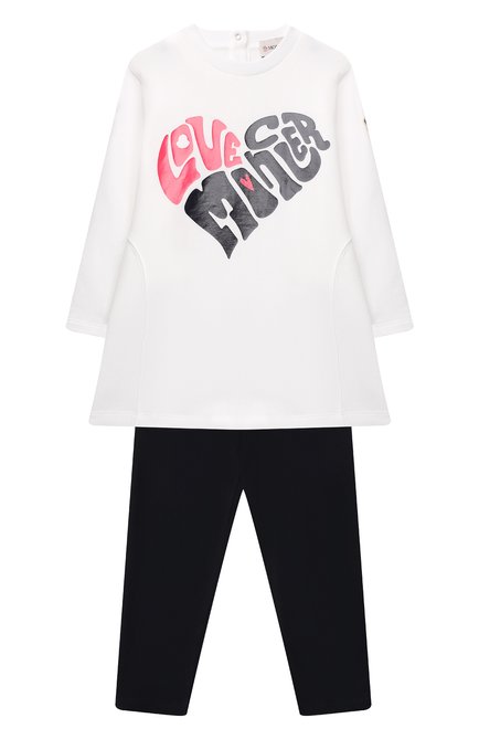 Детский комплект из лонгслива и брюк MONCLER белого цвета, арт. H1-951-8M000-15-899AR | Фото 1 (Кросс-КТ НВ: Костюм)