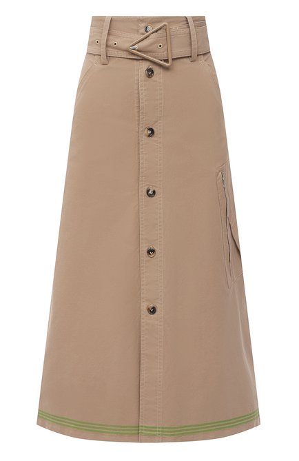 Женская хлопковая юбка BOTTEGA VENETA бежевого цвета по цене 128000 руб., арт. 649367/V0BV0 | Фото 1
