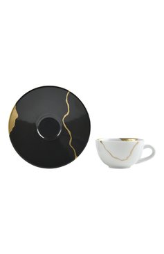 Кофейная чашка с блюдцем kintsugi charbon BERNARDAUD черного цвета, арт. 1976/21509 | Фото 2 (Ограничения доставки: fragile-2)
