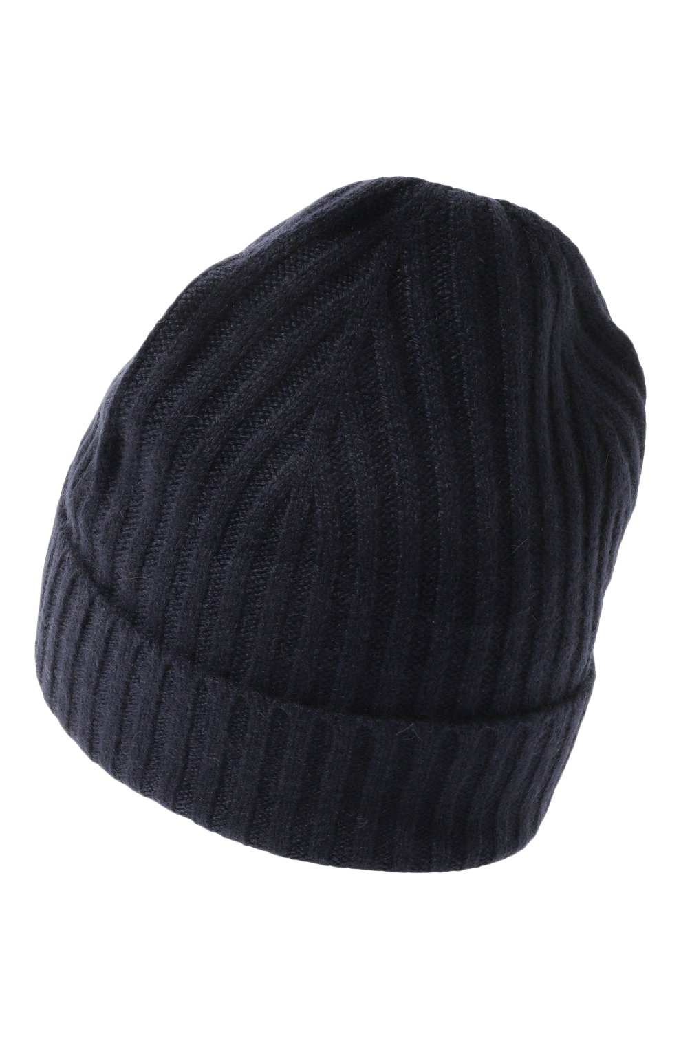 Женская кашемировая шапка ALLUDE темно-синего цвета, арт. 235/11430 | Фото 3 (Материал: Текстиль, Кашемир, Шерсть; Материал сплава: Проставлено; Нос: Не проставлено)