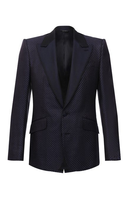Мужской шелковый пиджак DOLCE & GABBANA темно-синего цвета по цене 264000 руб., арт. G2PW8T/FJ3D0 | Фото 1