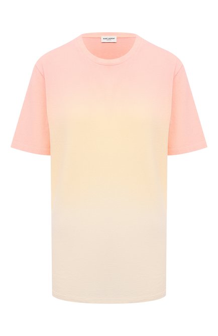 Женская хлопковая футболка SAINT LAURENT разноцветного цвета по цене 45150 руб., арт. 649046/Y36AI | Фото 1