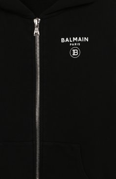 Детский хлопковая толстовка BALMAIN черного цвета, арт. 6M4570/MX120/12-16 | Фото 3 (Рукава: Длинные; Мальчики Кросс-КТ: Толстовка-одежда; Материал внешний: Хлопок)