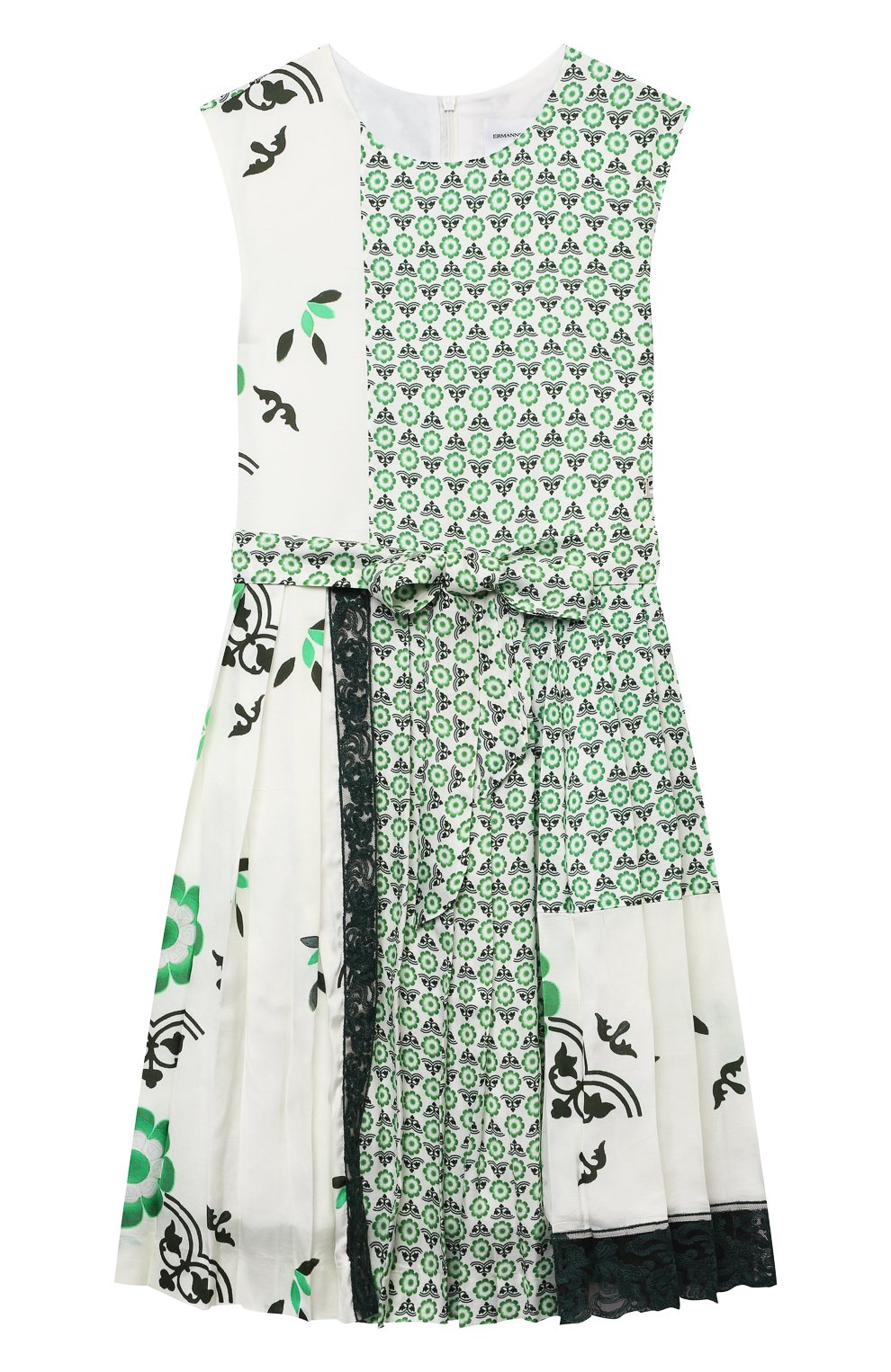 Детское платье из вискозы ERMANNO SCERVINO зеленого цвета, арт. ESFAB015 RAS01 WS008/XXS-S | Фото 1 (Рукава: Короткие; Случай: Повседневный; Региональные ограничения белый список (Axapta Mercury): RU; Материал внешний: Вискоза; Девочки Кросс-КТ: Платье-одежда; Материал подклада: Хлопок; Ростовка одежда: 10 - 11 лет | 140 - 146см, 8 лет | 128 см, 6 лет | 116 см)