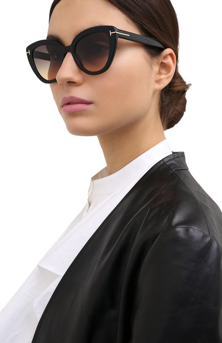 Женские солнцезащитные очки TOM FORD черного цвета, арт. TF845 01B | Фото 2 (Тип очков: С/з; Региональные ограничения белый список (Axapta Mercury): RU; Очки форма: Cat-eye; Оптика Гендер: оптика-женское)