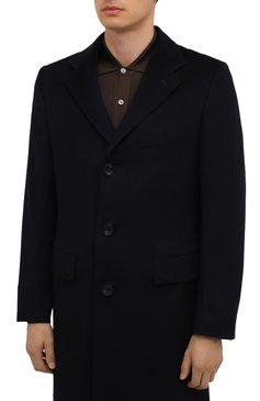 Мужской пальто из шерсти ламы KITON темно-синего цвета, арт. US106K02403/LGUA | Фото 3 (Материал внешний: Шерсть; Рукава: Длинные; Длина (верхняя одежда): До середины бедра; Материал сплава: Проставлено; Стили: Классический; Драгоценные камни: Проставлено; Мужское �Кросс-КТ: пальто-верхняя одежда; Материал подклада: Купро)