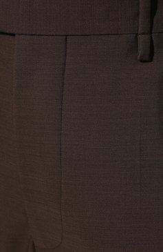 Женские шерстяные брюки BOTTEGA VENETA темно-коричневого цвета, арт. 599728/VKIU0 | Фото 5 (Материал внешний: Шерсть; Длина (брюки, джинсы): Стандартные; Женское Кросс-КТ: Брюки-одежда; Силуэт Ж (брюки и джинсы): Прямые; Региональные ограничения белый список (Axapta Mercury): RU; Материал сплава: Проставлено; Нос: Не проставлено; Случай: Формальный; Статус проверки: Проверена категория)