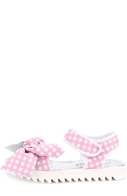 Детские кожаные сандалии с застежками велькро и бантом SIMONETTA розового цвета, арт. 54755/36-41 | Фото 2 (Статус проверки: Проверено, Проверена категория; Материал внешний: Кожа)