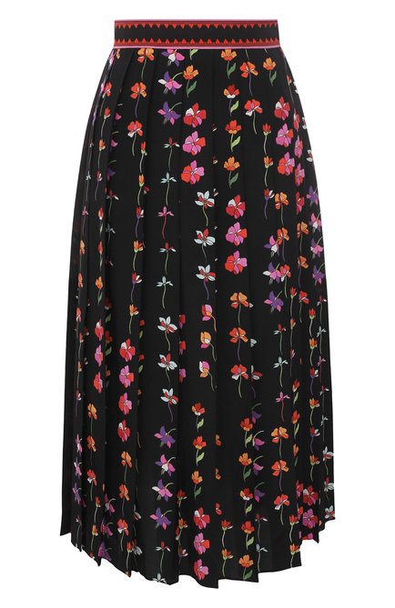 Женская шелковая юбка VALENTINO черного цвета по цене 230500 руб., арт. XB3RA8J06VJ | Фото 1