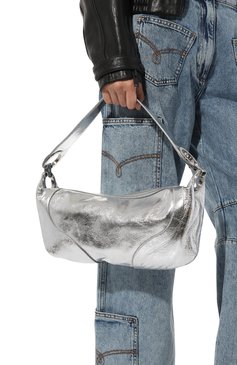 Женская сумка amira BY FAR серебряного цвета, арт. 23PFAMASSVALAR/NS | Фото 2 (Сумки-технические: Сумки top-handle; Материал: Натуральная кожа; Материал сплава: Проставлено; Драгоценные камни: Проставл ено; Размер: large)
