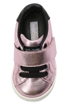 Детские кожаные кеды DOLCE & GABBANA розового цвета, арт. DN0155/AN442 | Фото 4 (Материал внешний: Кожа; Девочки Кросс-КТ: Обувь-низкие; Материал внутренний: Натуральная кожа; Региональные ограничения белый список (Axapta Mercury): RU; Материал сплава: Проставлено; Нос: Не проставлено; Кросс-КТ: велькро; Длина стельки: 12,1, 12,7, 13,4, 14,1, 14,7, 15,4, 16,1)